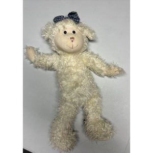 Boyds Vtg 1985-99 Plush Stuffed Bean Bag Lamb Sheep Blue Gingham Bow Jointed 14"